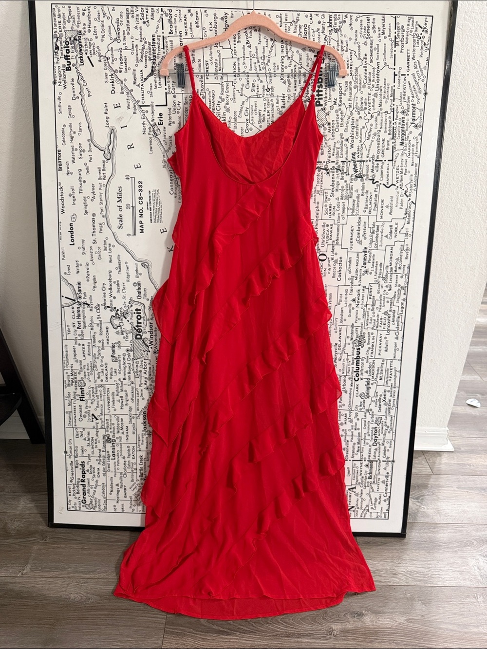 Red Ruffled Slip Dress - Picture 6 of 6